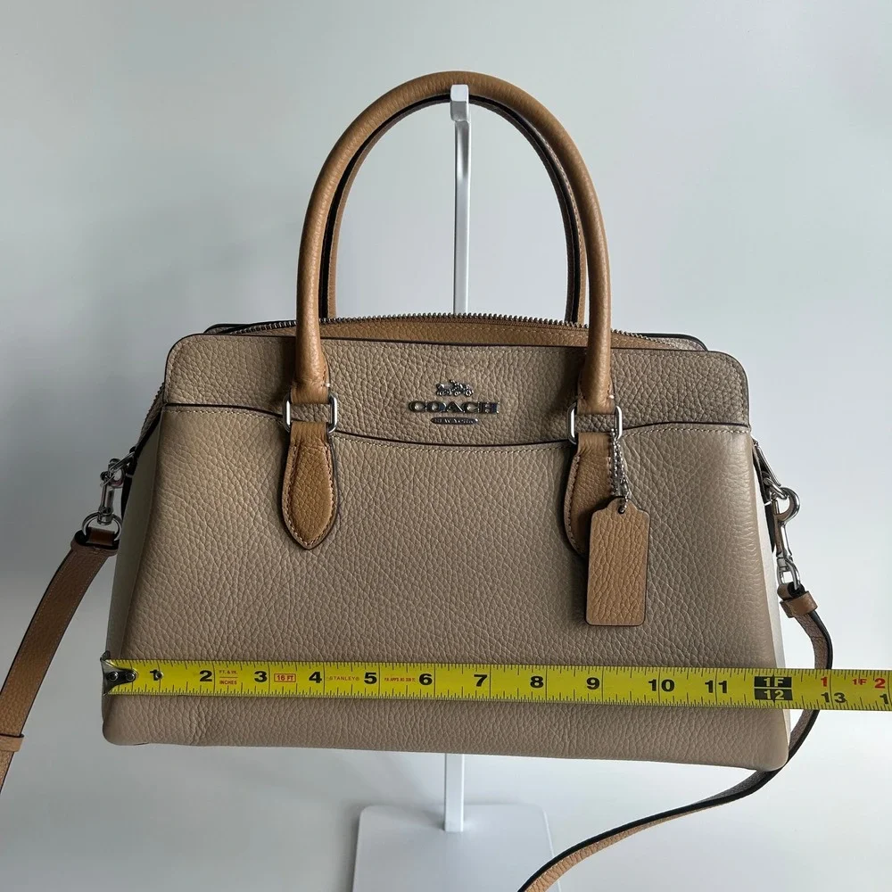 Coach Darcie Carryall Sandy Beige Multi Pebbled Leather Satchel NEW